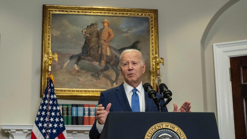 US President Joe Biden speaks about artificial intelligence (AI), in the Roosevelt Room of the White House in Washington, DC, on July 21, 2023. Reflecting the sense of urgency as AI rips ever deeper into personal and business life, Biden was meeting at the White House with top representatives from Amazon, Anthropic, Google, Inflection, Meta, Microsoft, and OpenAI. (Photo by ANDREW CABALLERO-REYNOLDS / AFP) (Photo by ANDREW CABALLERO-REYNOLDS/AFP via Getty Images)