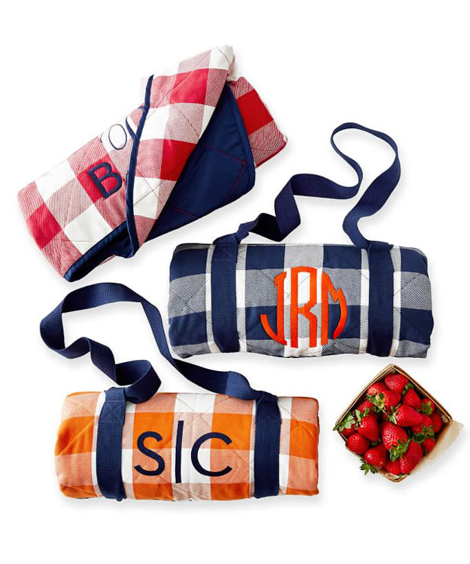 monogrammed picnic blanket