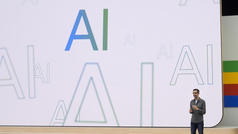 FILE - Alphabet CEO Sundar Pichai speaks at a Google I/O event in Mountain View, Calif., May 14, 2024. California lawmakers are weighing a bill that would regulate powerful artificial intelligence systems, but Meta and Google say the bill fundamentally misunderstands the industry and would hamper the state's growing AI market. (AP Photo/Jeff Chiu, File)