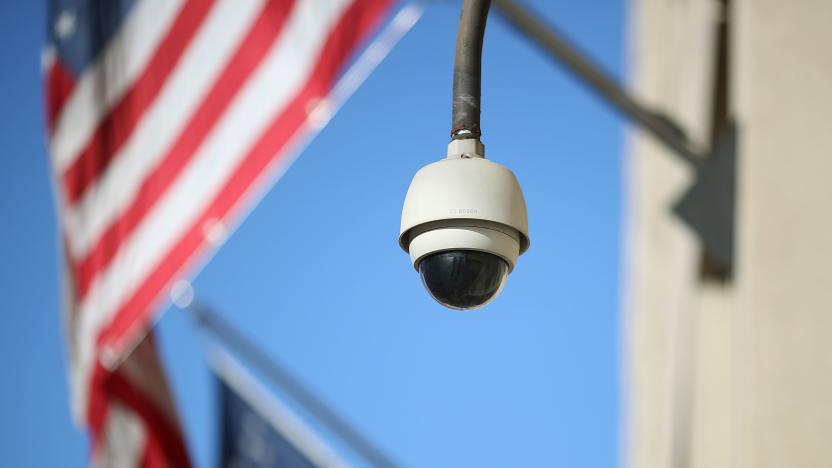 WASHINGTON, DC - FEBRUARY 02: A camera is seen mounted to the FBI headquarters, on February 2, 2018 in Washington, DC. President Donald Trump contemplating the possible release of a highly controversial Republican memo alleging the FBI abused its surveillance tools.  (Photo by Mark Wilson/Getty Images)