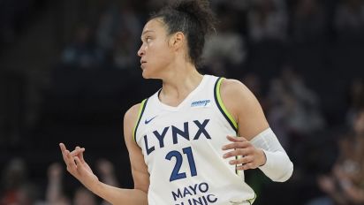 Associated Press - Minnesota Lynx guard Kayla McBride gestures after making a 3-point shot during the second half of a WNBA basketball game against the Seattle Storm, Sunday, June 9, 2024, in Minneapolis. (AP Photo/Abbie Parr)