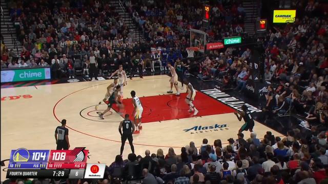 Draymond Green with a block vs the Portland Trail Blazers