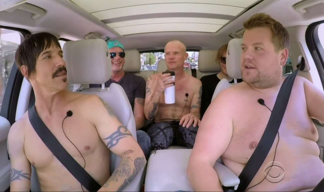 Red Hot Chili Peppers Wrestle, Undress and Blast the Hits for James Corden&...