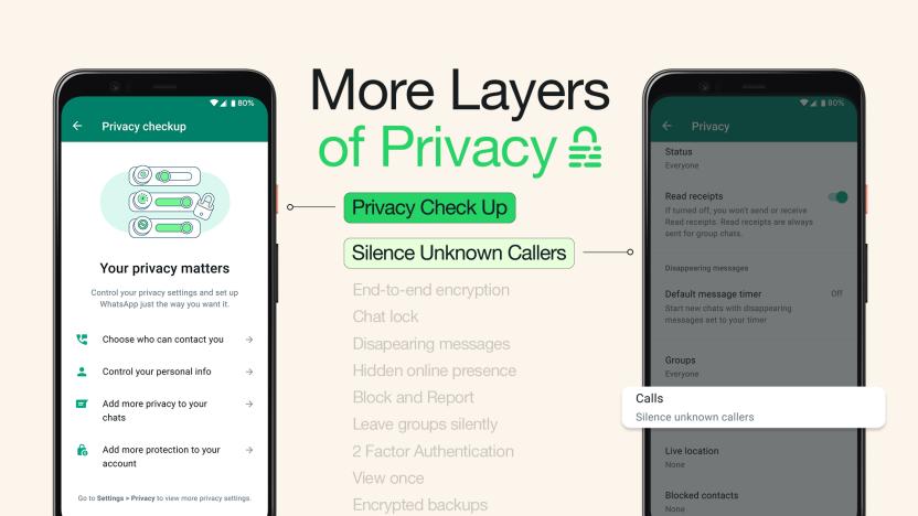 WhatsApp's new privacy features include the silencing of unknown callers