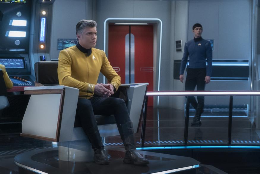 "Q&A" -- Episode SF #007 -- Pictured (l-r): Anson Mount as Captain Pike; Ethan Peck as Spock; of the the CBS All Access series STAR TREK: SHORT TREKS.