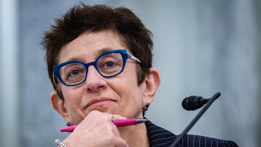 Gigi Sohn looks on during a Senate Commerce, Science and Transportation Committee confirmation hearing, examining her nomination to be appointed  Commissioner of the Federal Communications Commission in Washington, D.C., February 9, 2022. Pete Marovich/Pool via REUTERS