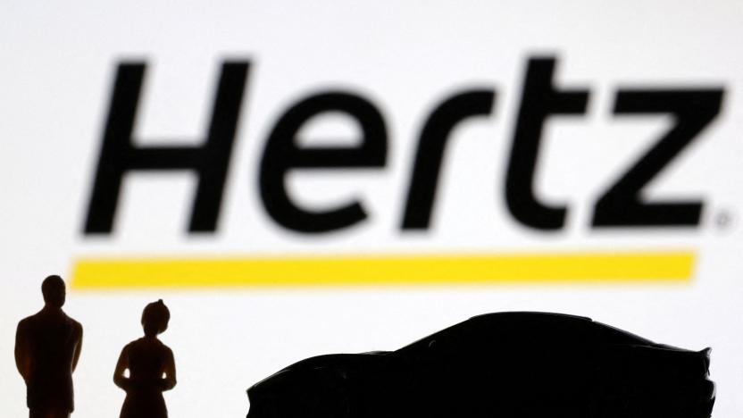 FILE PHOTO: Hertz car rental logo is seen in this illustration taken June 27, 2022. REUTERS/Dado Ruvic/Illustration/File Photo