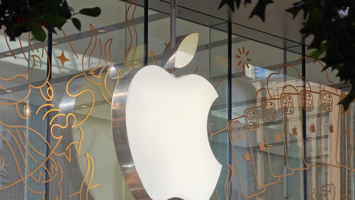 The Apple logo is being displayed at the Apple flagship store in Shanghai, China, on January 15, 2024. On the same day, Apple's official website in China is announcing that it will be opening the ''Spring Festival limited time offer'' from January 18 to 21. A number of Apple products, including the iPhone 15 series, are being discounted to save up to 800 yuan. (Photo by Costfoto/NurPhoto via Getty Images)