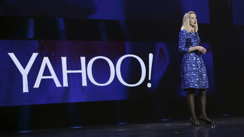 Yahoo CEO Marissa Mayer delivers her keynote address at the annual Consumer Electronics Show (CES) in Las Vegas, Nevada January 7, 2014. REUTERS/Robert Galbraith  (UNITED STATES - Tags: BUSINESS SCIENCE TECHNOLOGY ENTERTAINMENT)