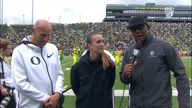 Oregon women's basketball star Sabrina Ionescu talks her love for the Ducks, 'unfinished business' at spring football game