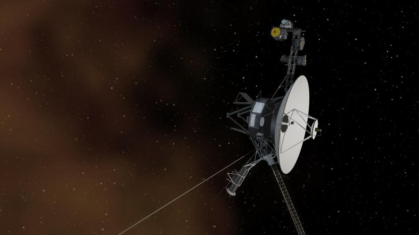 An illustration of the Voyager 2 spacecraft against a space backdrop with stars.