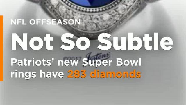 Patriots show off new Super Bowl championship rings and, of course, there's a 28-3 reference