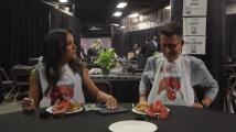 Abby Chin & Chris Forsberg take on lobsters at the NBA Finals media meal