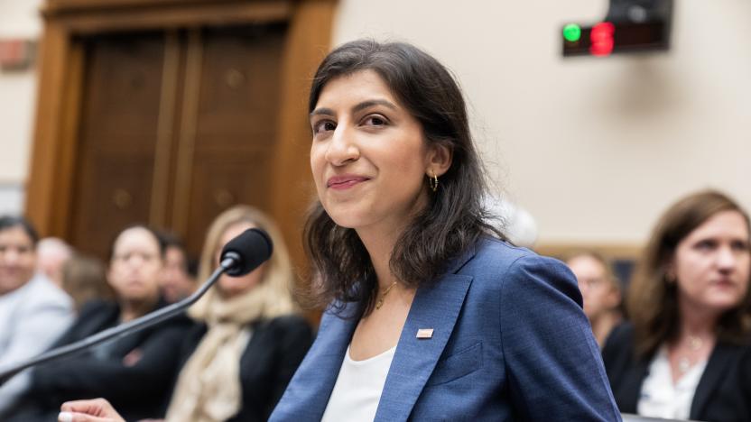 UNITED STATES - JULY 13: FTC Chairwoman Lina Khan prepares to testify during the House Judiciary Committee hearing titled "Oversight of the Federal Trade Commission," in Rayburn Building on Thursday, July 13, 2023. (Tom Williams/CQ-Roll Call, Inc via Getty Images)