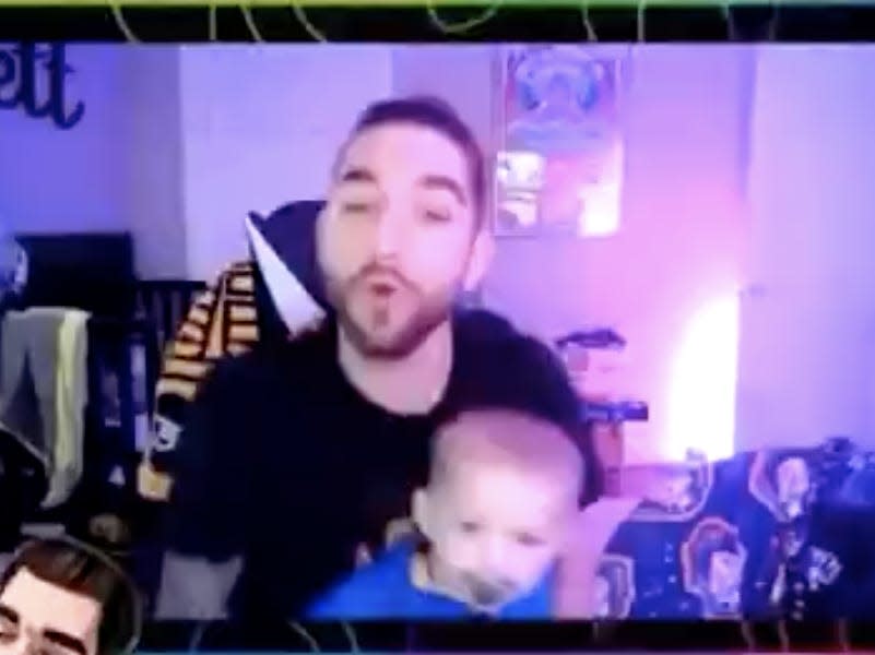 A man playing an online football game broadcast himself screaming at his baby and violently breaking his control