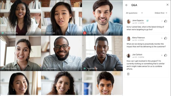 A screenshot of Google Meet's upcoming Q&A feature.