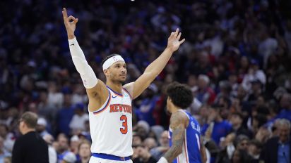 Associated Press - New York Knicks' Josh Hart reacts during the second half of Game 6 in an NBA basketball first-round playoff series against the Philadelphia 76ers, Thursday, May 2, 2024, in Philadelphia. (AP Photo/Matt Slocum)