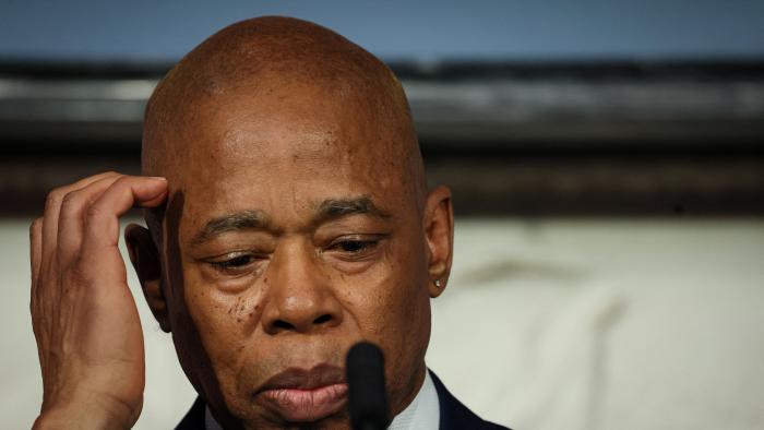 New York City Mayor Eric Adams attends a press conference at City Hall in Manhattan, in New York City, U.S., March 19, 2024. REUTERS/Brendan McDermid