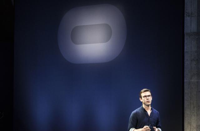 Nate Mitchell, Vice President of Product at Oculus VR Studios speaks during a media event to introduce the Oculus Rift virtual reality headset in San Francisco, California on Wednesday, June 11, 2015. (Photo by Ramin Talaie/Corbis via Getty Images)
