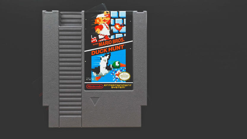 Exterior shot of a 'Duck Hunt' and 'Super Mario Bros.' combo cartridge for the NES.