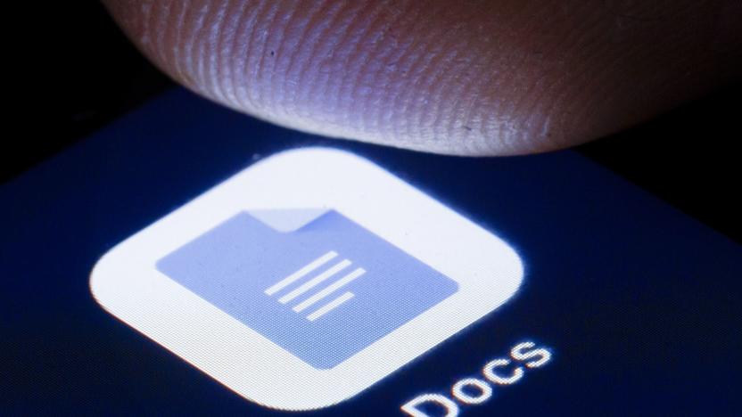 BERLIN, GERMANY - APRIL 22: The logo of the online office software Google Docs is shown on the display of a smartphone on April 22, 2020 in Berlin, Germany. (Photo by Thomas Trutschel/Photothek via Getty Images)