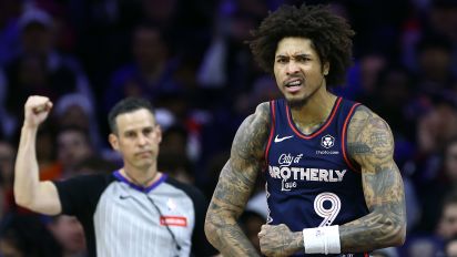 Getty Images - PHILADELPHIA, PENNSYLVANIA - MARCH 27: Kelly Oubre Jr. #9 of the Philadelphia 76ers reacts during the second quarter against the LA Clippers at the Wells Fargo Center on March 27, 2024 in Philadelphia, Pennsylvania. NOTE TO USER: User expressly acknowledges and agrees that, by downloading and or using this photograph, User is consenting to the terms and conditions of the Getty Images License Agreement. (Photo by Tim Nwachukwu/Getty Images)