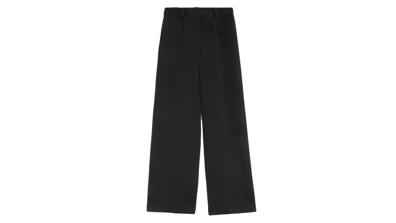 Crepe Tab Detail Wide Leg Trousers