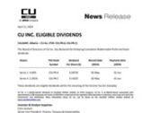 CU INC. ELIGIBLE DIVIDENDS