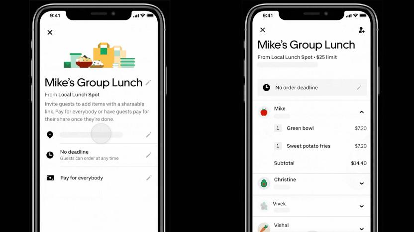 Uber Eats bill splitting