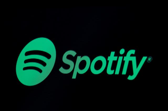 The Spotify logo is displayed on a screen on the floor of the New York Stock Exchange (NYSE) in New York, U.S., May 3, 2018. REUTERS/Brendan McDermid