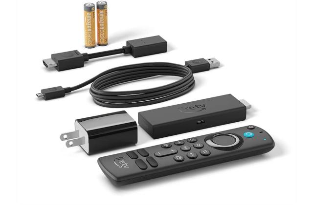 Fire TV Stick 4K Max, and all its components, against a white background.