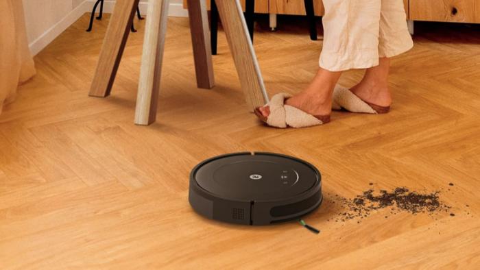 A robot vacuum and some dirt. 