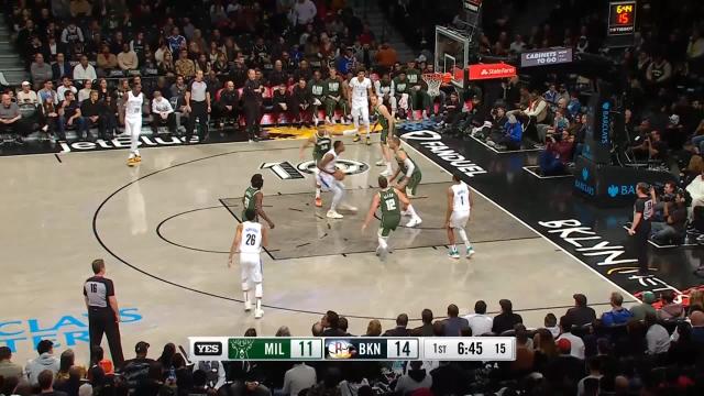 Mikal Bridges with an assist vs the Milwaukee Bucks