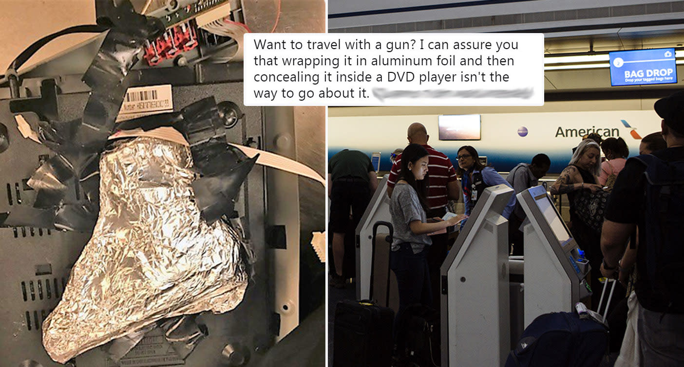 Man tried to sneak gun on to plane by disguising it in foil