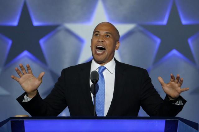 Sen. Cory Booker of New Jersey gets the crowd fired up on Monday at the Democratic National Convention in Philadelphia. (Photo: J. Scott Applewhite/AP)