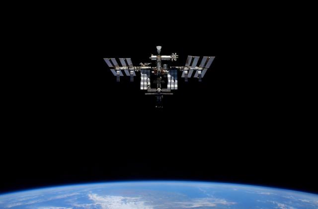 The International Space Station (ISS) is photographed by Expedition 66 crew member Roscosmos cosmonaut Pyotr Dubrov from the Soyuz MS-19 spacecraft, in this image released April 20, 2022.