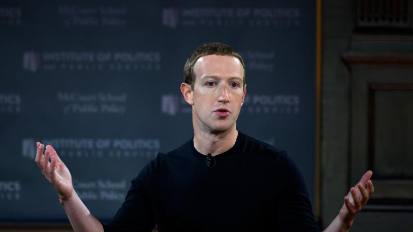 Facebook founder Mark Zuckerberg speaks at Georgetown University in a 'Conversation on Free Expression" in Washington, DC on October 17, 2019. (Photo by ANDREW CABALLERO-REYNOLDS / AFP) (Photo by ANDREW CABALLERO-REYNOLDS/AFP via Getty Images)