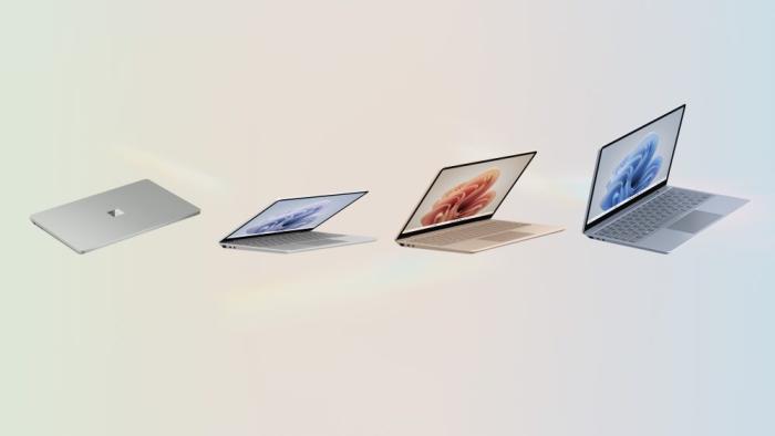 Surface Laptop Go 3 in various colors.