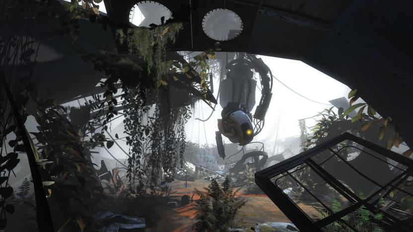 GlaDOS amongst ruins in 'Portal 2'