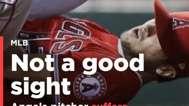 Rookie Angels pitcher carted off after suffering gruesome leg injury