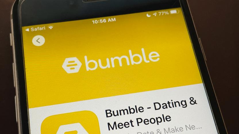 Photo by: STRF/STAR MAX/IPx 2021 2/14/21 Tinder, Bumble and Hinge surge in popularity as Americans look for love online during the Coronavirus Pandemic. STAR MAX Photo: Tinder, Bumble and Hinge apps photographed off an iphone 6s.