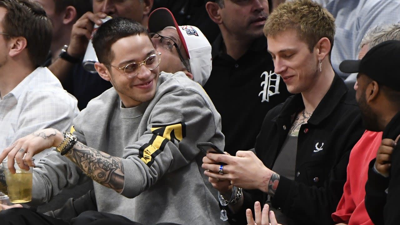 Pete Davidson Is All Smiles At Basketball Game With Machine