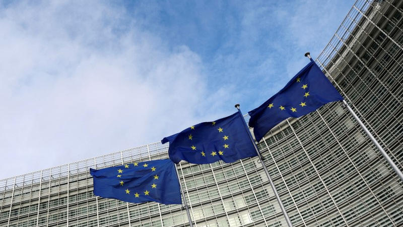 FILE PHOTO: European Union flags fly outside the European Commission in Brussels, Belgium November 8, 2023. REUTERS/Yves Herman/File Photo