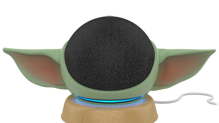 Amazon Echo Dot with 'The Mandalorian' Grogu stand