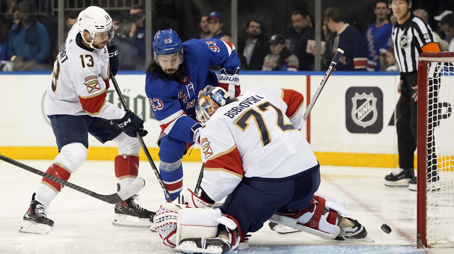 Associated Press - Sergei Bobrovsky stopped 23 shots for his first shutout of the postseason, Matthew Tkachuk had a goal and an assist and the Florida Panthers beat the New York Rangers 3-0 on