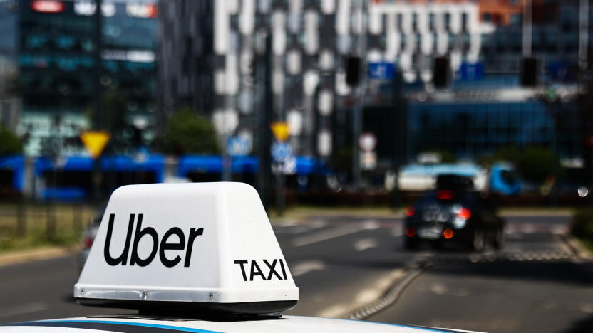 Uber sign is seen on a car in Krakow, Poland on July 4, 2023. (Photo by Jakub Porzycki/NurPhoto via Getty Images)