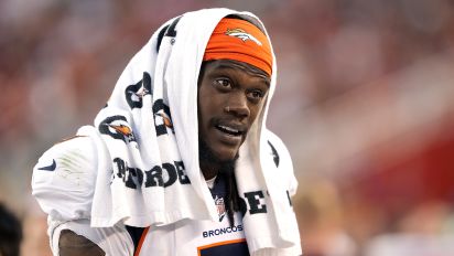 Getty Images - SANTA CLARA, CALIFORNIA - AUGUST 19: Randy Gregory #5 of the Denver Broncos looks on from the sidelines against the San Francisco 49ers during the fourth quarter of a preseason game at Levi's Stadium on August 19, 2023 in Santa Clara, California. (Photo by Thearon W. Henderson/Getty Images)