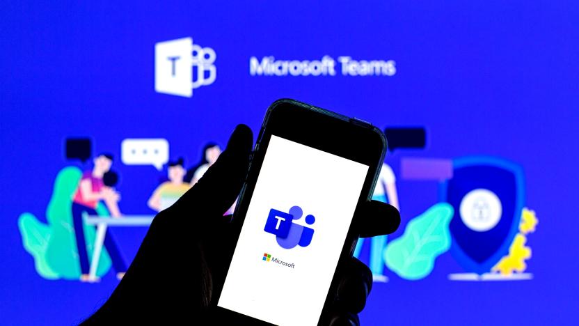 SPAIN - 2021/04/20: In this photo illustration a Microsoft Teams app seen displayed on a smartphone with the Microsoft Teams logo in the background. (Photo Illustration by Thiago Prudencio/SOPA Images/LightRocket via Getty Images)