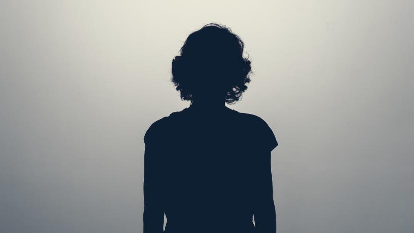 Unknown female person silhouette in studio. Concept of depression, stress or anonymous
