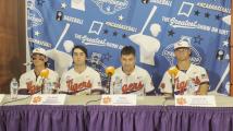 Video: Clemson baseball coach Erik Bakich, players on jumping into the Cajun Cafe at Doug Kingsmore Stadium